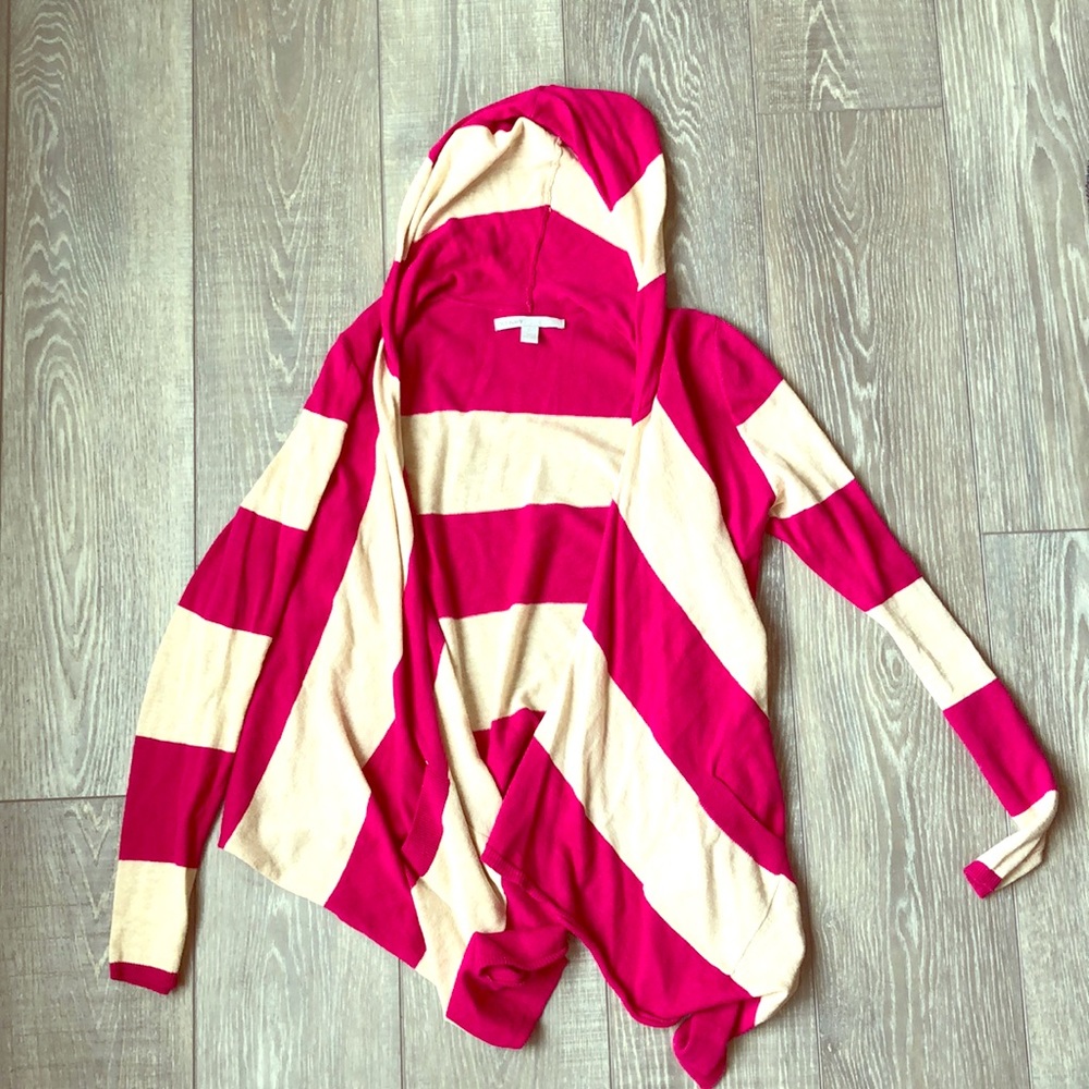 Pink/beige hooded cardigan